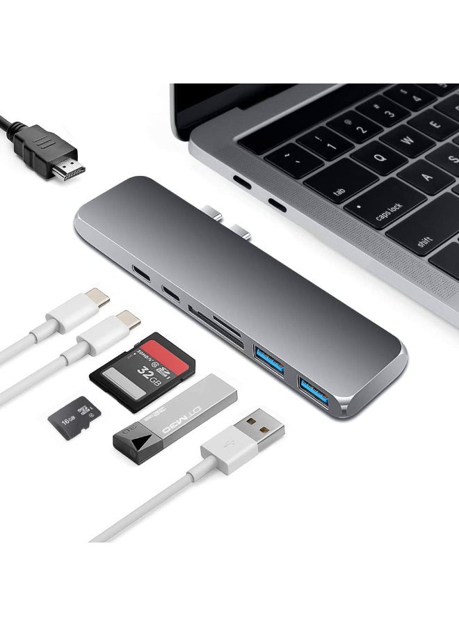 Keendex kx1672 type-c usb multiport adapter for macbook pro - black and grey - Image 1